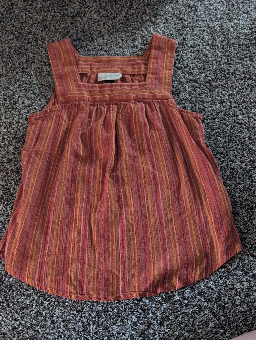 Universal Thread Striped Square-Neck Tank in Rust